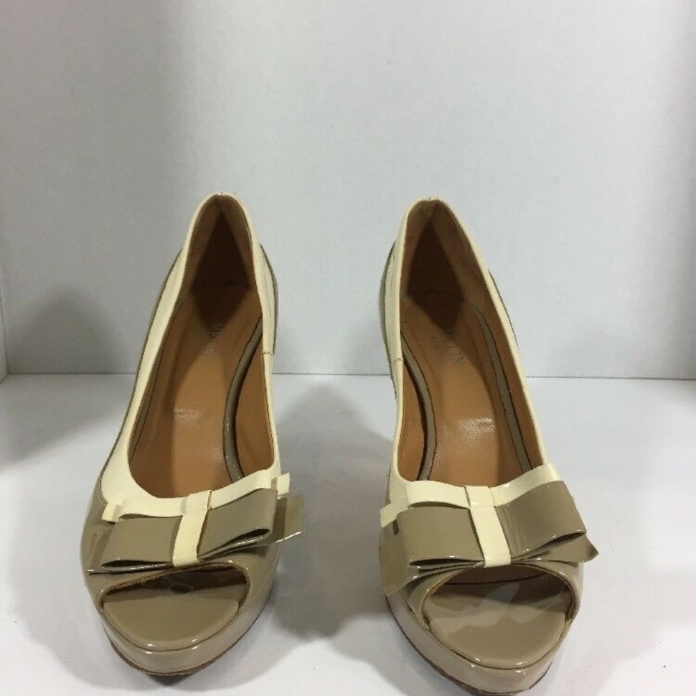 Melin Made in Italy Brown Creme Peep Toe  Leather - Picture 2 of 8